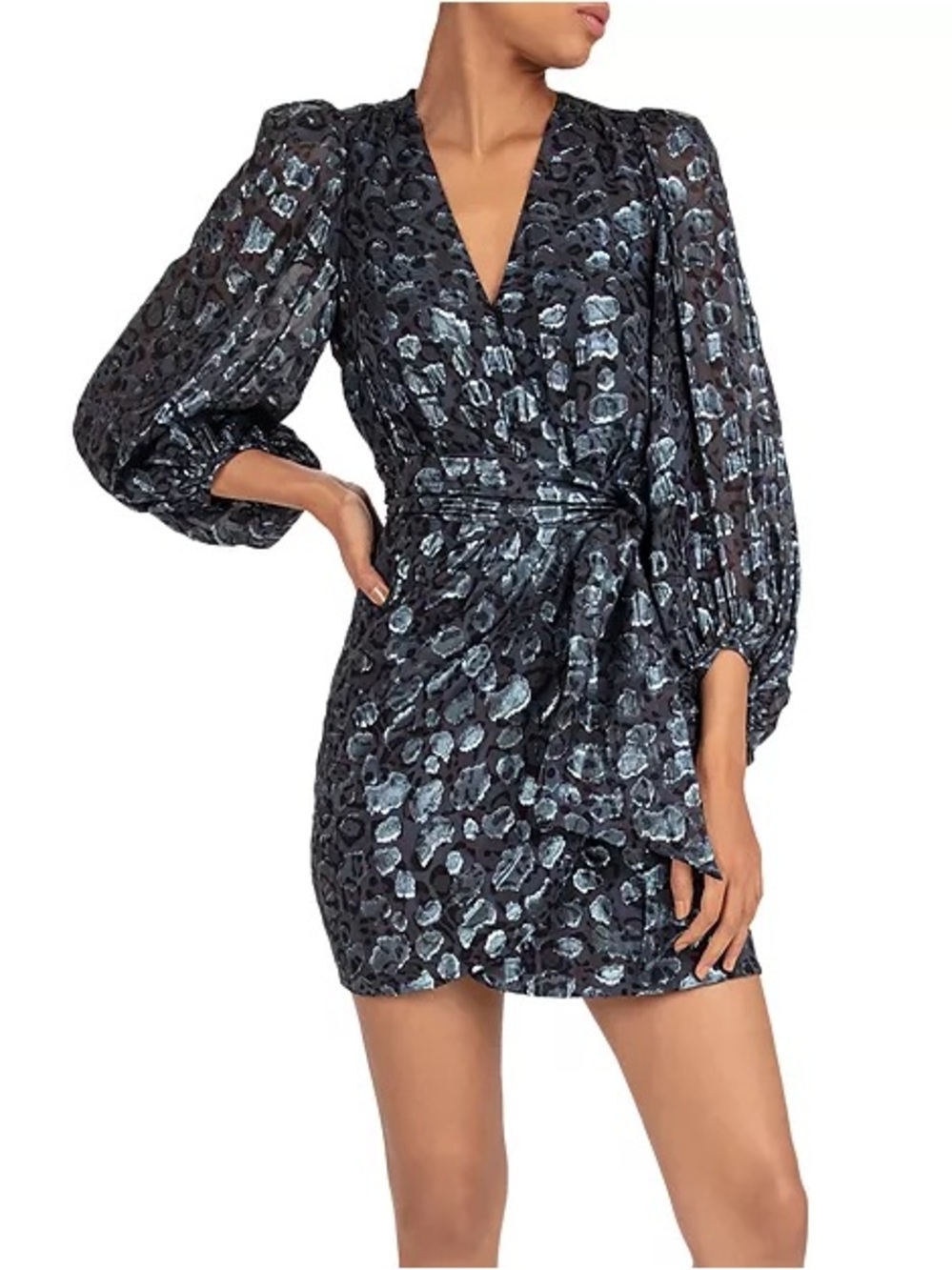 BA&SH Ginger Blouson-Sleeve Wrap Dress